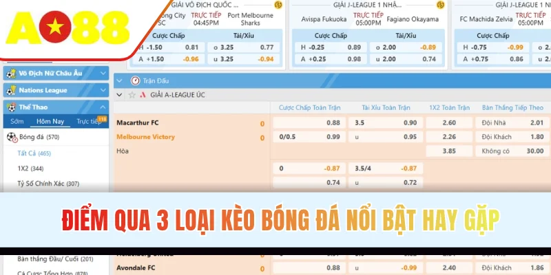 Điểm qua 3 loại kèo bóng đá nổi bật hay gặp