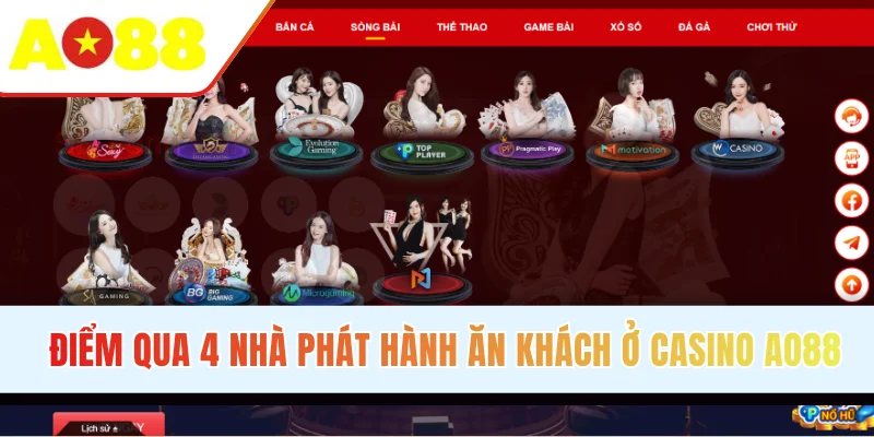 Điểm qua 4 nhà phát hành ăn khách ở casino AO88